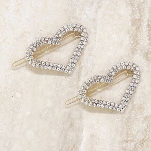 Heart Crystal Barrette Set